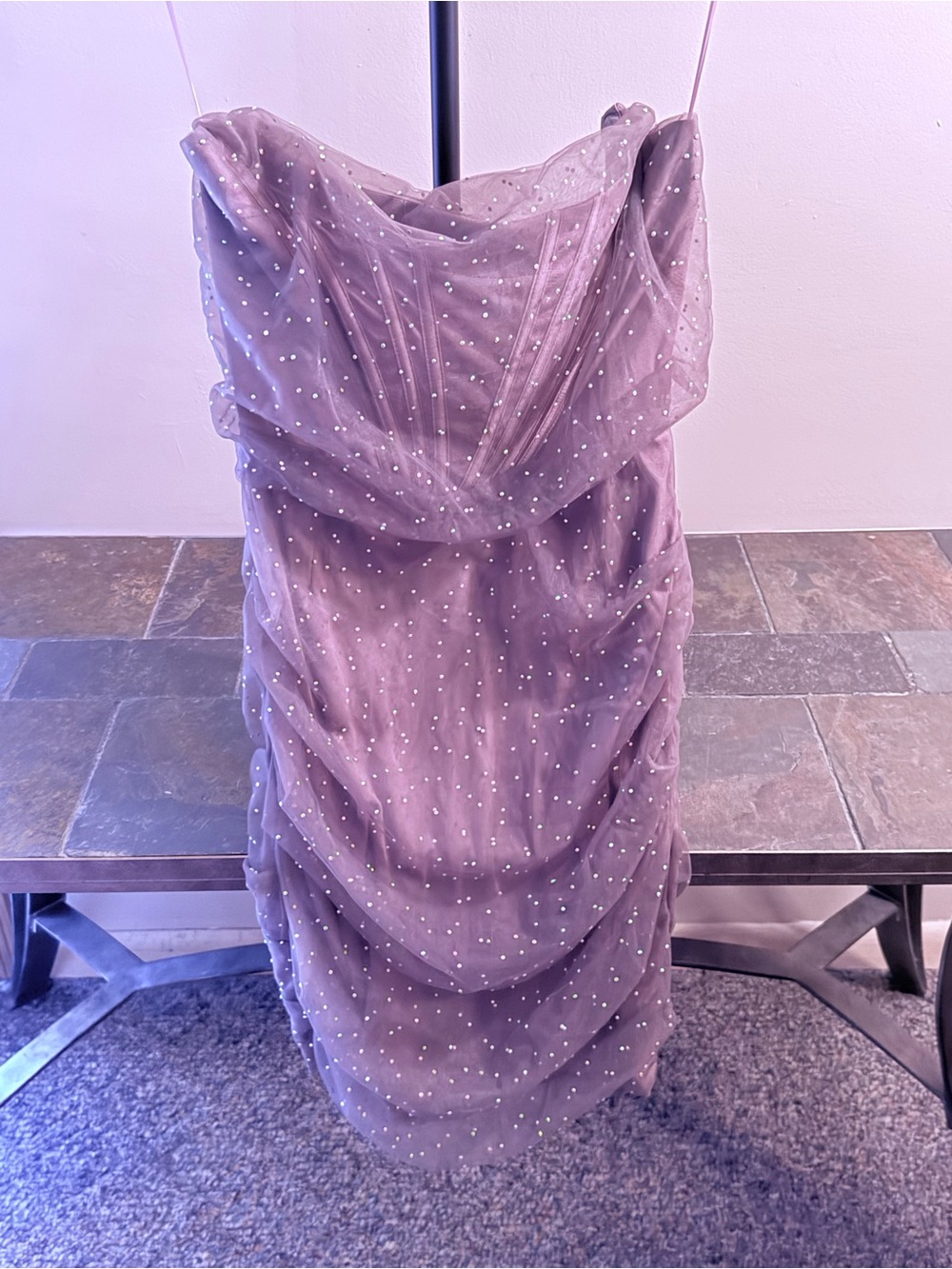 Fashion Nova Light Brown Mini Dress with Sparkle